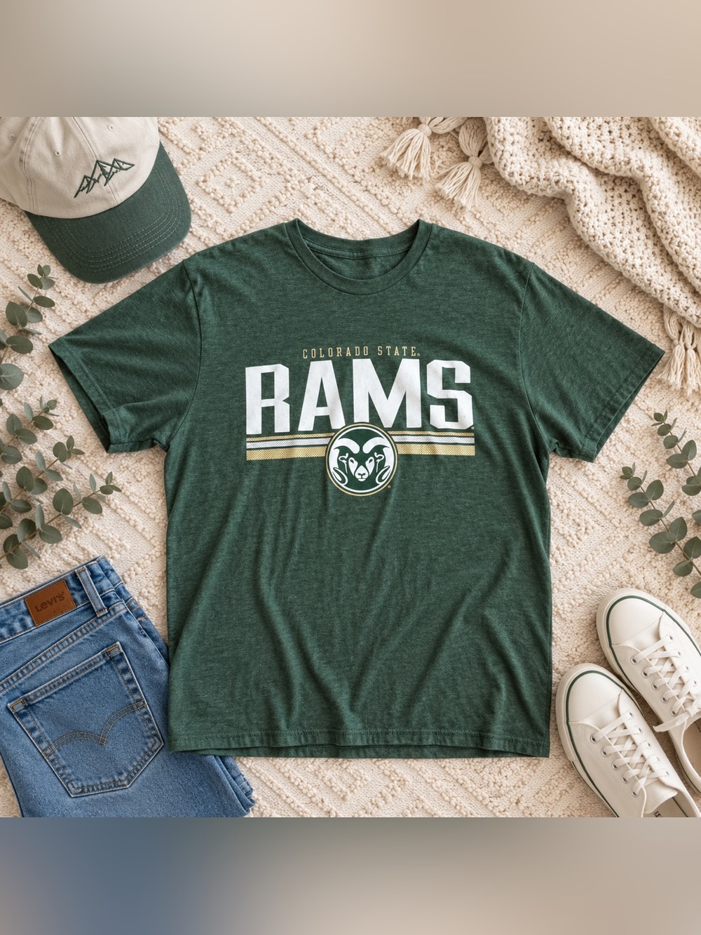 Colorado State Rams Graphic T-Shirt Green NCAA College Football Men’s Large Tee